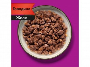 Корм влажный Whiskas Мясная коллекция желе для взрослых кошек с говядиной, 75г