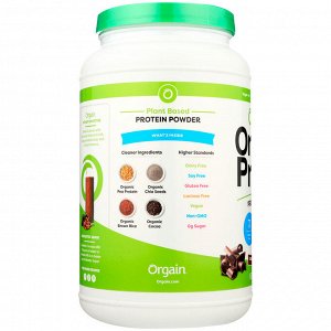 Orgain, Органический порошковый протеин растительного происхождения, сливочно-шоколадный фадж, 2,03 ф (920 г)