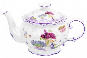 Чайник "Лаванда" 700 мл, рифленый, NEW BONE CHINA (22*12,5*13 см)