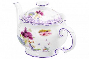 Чайник "Лаванда" 700 мл, рифленый, NEW BONE CHINA (22*12,5*13 см)