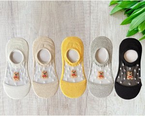 VIVID COLOR Женские следки открытые с силиконовой пяткой(верх капрон) Ю.Корея