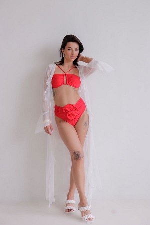 Купальник-бикини красный с цветком