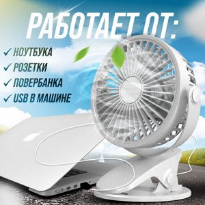Вентилятор настольный прищепка, желтый