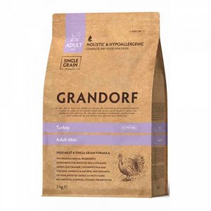 Grandorf для собак Adult Mini для мелких пород Индейка Рис 1кг