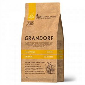 Grandorf Probiotic для собак Adult Mini для мелких пород 4вида мяса Рис 1кг