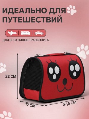 Сумка-переноска каркасная "Весёлый жук", размер S, 37,5 х 17 х 22 см, красная