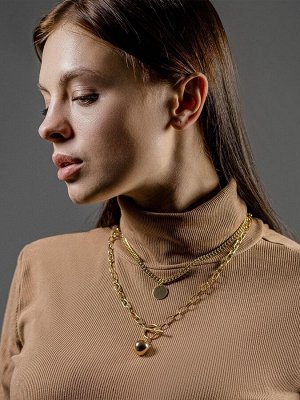 Кулон «Цепь» шар, медальон, цвет золото, L=58 см