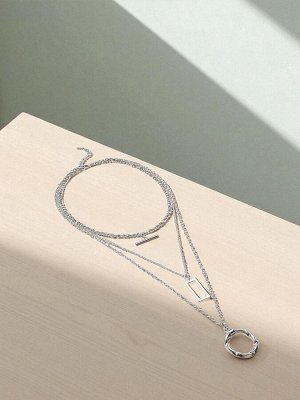 Кулон «Цепь» рамка с кольцом, цвет серебро, L=52 см