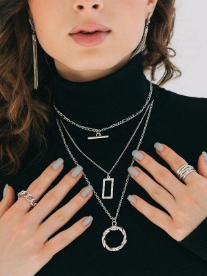 Кулон «Цепь» рамка с кольцом, цвет серебро, L=52 см
