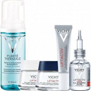Виши Программа Liftactiv Supreme комплексный уход: пенка 150 мл + крем для сухой кожи 50 мл + крем ночь 50 мл + крем для век 15 мл + сыворотка 30 мл (Vichy, Liftactiv)