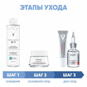 Виши Программа Liftactiv Supreme комплексный уход: мицеллярная вода 200 мл + крем для сухой кожи 50 мл + крем для век 15 мл + сыворотка 30 мл (Vichy, Liftactiv)