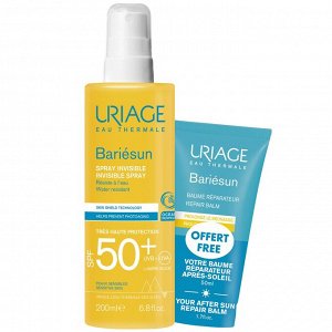 Урьяж Набор для лица и тела: невидимый спрей SPF50+ 200 мл + бальзам после солнца 50 мл (Uriage, Bariesun)