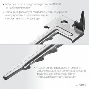 Крепеж Ключ с шипом для террасной доски 60 х 30 мм