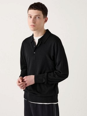 UNIQLO - свитер-поло из мериноса - 09 BLACK