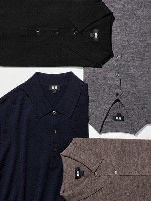 UNIQLO - свитер-поло из мериноса - 37 BROWN
