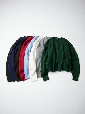 UNIQLO - свитер из гладкого хлопка с круглым вырезом - 69 NAVY