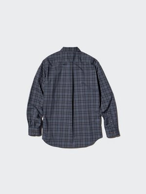 UNIQLO — мужская рубашка в клетку из премиального хлопка - 08 DARKGRAY