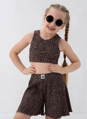 Костюм летний  для девочки с кроп топом и шортами