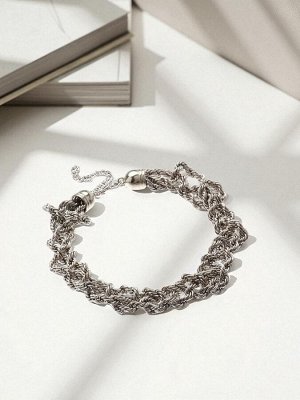 Колье «Цепь» косичка, цвет глянцевое серебро, 40 см