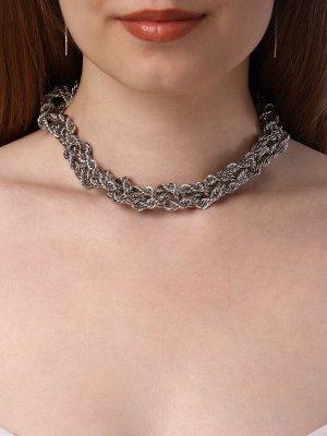 Колье «Цепь» косичка, цвет глянцевое серебро, 40 см