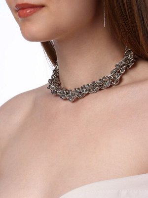 Колье «Цепь» косичка, цвет глянцевое серебро, 40 см