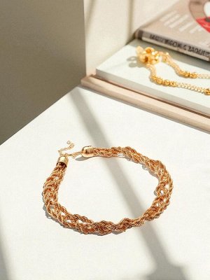 Колье «Цепь» косичка, цвет глянцевое золото, 40 см