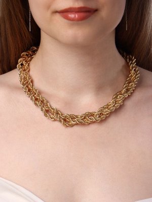 Колье «Цепь» косичка, цвет глянцевое золото, 40 см