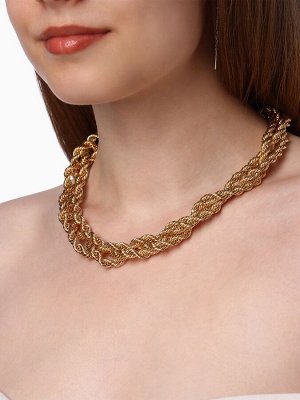 Колье «Цепь» косичка, цвет глянцевое золото, 40 см
