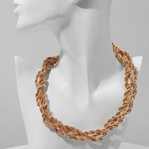 Колье «Цепь» косичка, цвет глянцевое золото, 40 см