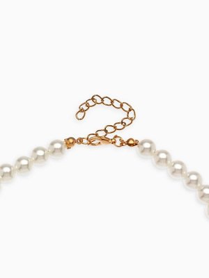 Колье с жемчугом «Сердце», белое в золоте, 37 см