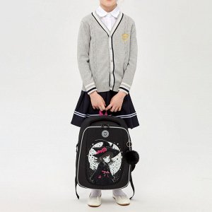 Ранец школьный формованный GRIZZLY с анатомической спинкой, на ножках, для девочек