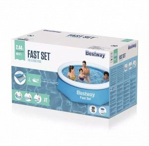 Bestway 57450 BW Бассейн Fast Set 244х61см, 1880л, фил.-насос 1249л/ч