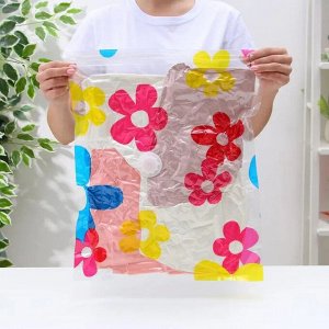Вакуумный пакет для хранения вещей, многоразовый, 90×120 см, прозрачный с рисунком