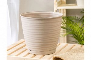 Горшок для цветов, 5,4 л, d 225 мм, с поддоном, бежевый, SAFFRON