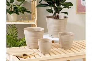 Горшок для цветов, 5,4 л, d 225 мм, с поддоном, бежевый, SAFFRON