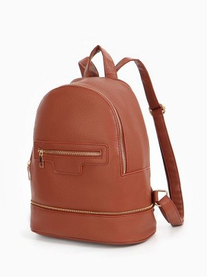 Рюкзак женский на молнии, с карманом, размер 27x13.5x33 см, коричневый