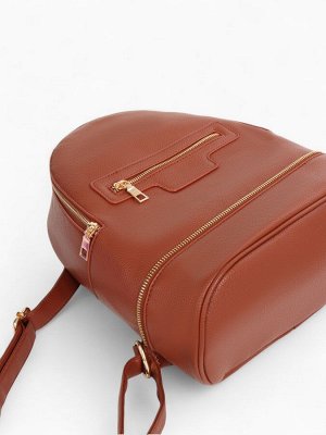 Рюкзак женский на молнии, с карманом, размер 27x13.5x33 см, коричневый