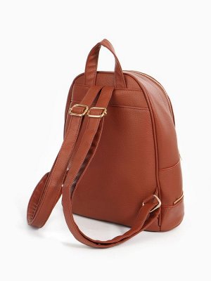 Рюкзак женский на молнии, с карманом, размер 27x13.5x33 см, коричневый