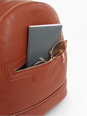 Рюкзак женский на молнии, с карманом, размер 27x13.5x33 см, коричневый