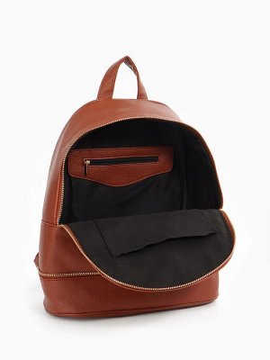 Рюкзак женский на молнии, с карманом, размер 27x13.5x33 см, коричневый