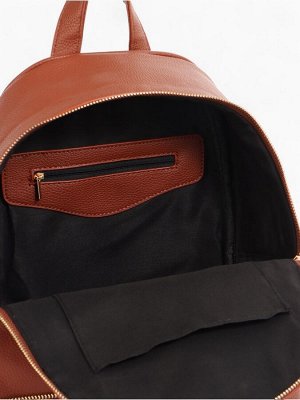 Рюкзак женский на молнии, с карманом, размер 27x13.5x33 см, коричневый
