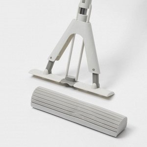 Швабра для мытья пола PVA Raccoon, со складным отжимом, насадка 28x6 см, стальная ручка с 3 секциями 130 см