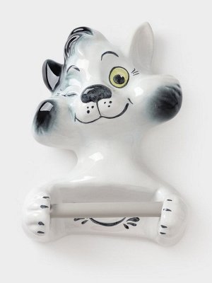 Держатель для туалетной бумаги «Кот — хулиган», 26x23x14 см, фарфор, белый