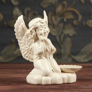 Подсвечник "Молящийся ангел", белый, керамика, 18 см