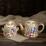 Чайный набор &quot;Пенек&quot; чайник+сахарница, 1 л/0,7 л, микс