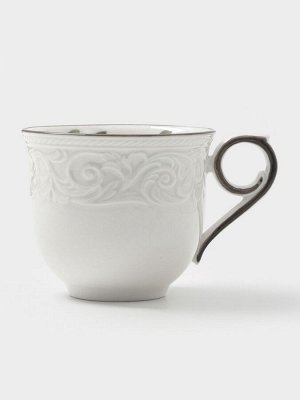 Чайная пара WY Floral Laceware, 2 предмета: чашка 300 мл, блюдце d=15 см, фарфор, белая, серая