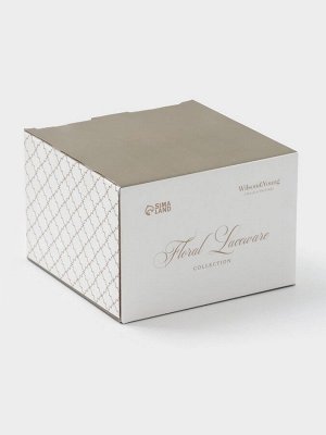 Чайная пара WY Floral Laceware, 2 предмета: чашка 300 мл, блюдце d=15 см, фарфор, белая, серая