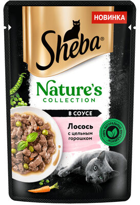 Sheba пауч 75г для кошек Натуральная коллекция Лосось Горошек Соус