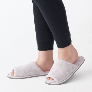 MUJI Washable Cotton Pile Slippers Open-Toe - хлопковые махровые тапочки с открытым носом