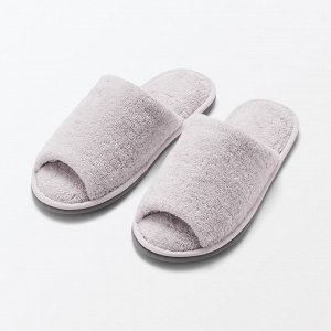 MUJI Washable Cotton Pile Slippers Open-Toe - хлопковые махровые тапочки с открытым носом